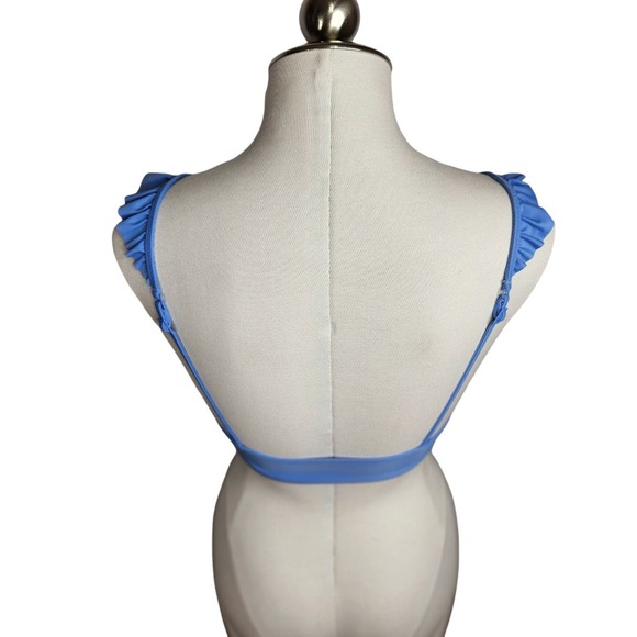 Aerie Triangle Ruffle Strap Bikini Swim Top‎ Womens XS Blue - Picture 5 of 9